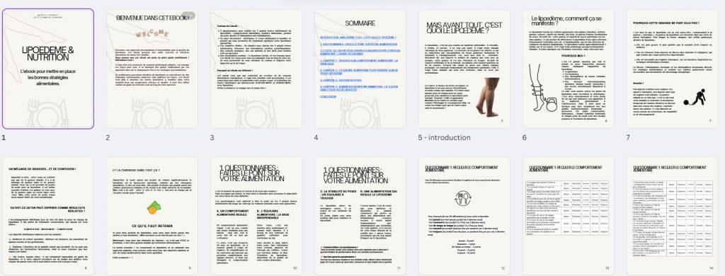 Aperçu des pages de l’ebook lipoedème et nutrition à télécharger